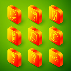 set line bunch of keys door handle mobile vector image