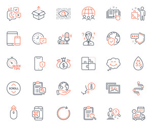 Technology icons set included icon as save planet vector