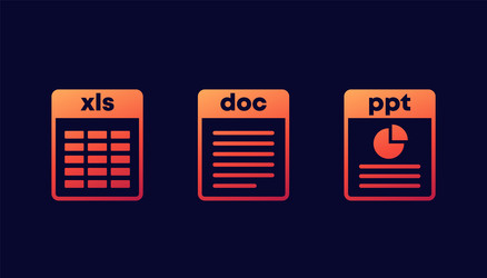 xls ppt and doc file icons for web vector image