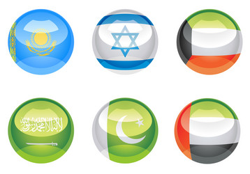 Flag Buttons - Glossy State Icons vector image