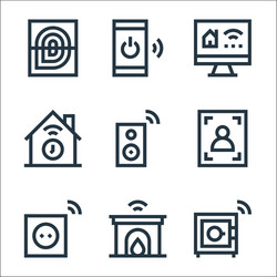 flat smarthome line icons linear set quality vector image