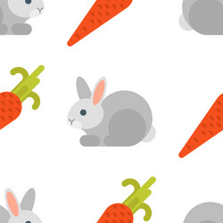 flat style seamless pattern with rabbit and carrot vector image