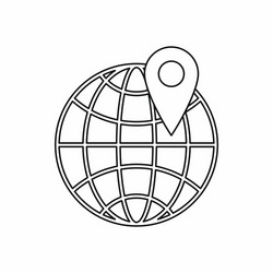 globe and map pointe icon outline style vector image