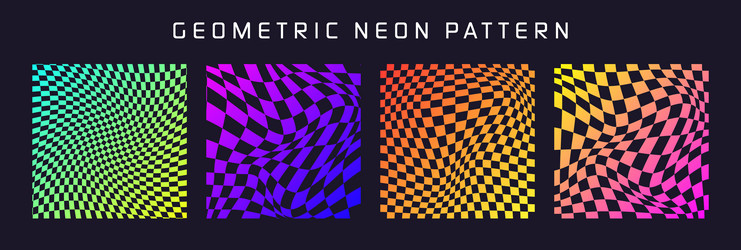 groovy checkered pattern colorful distorted tiled vector image