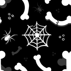 halloween pattern with bones spiders and web vector image