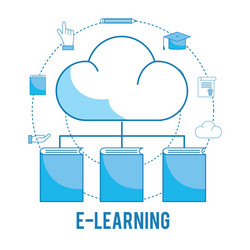 load cloud with books knowledge and graduation cap vector