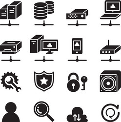 Network Icon Set - Connectivity & Security vector image