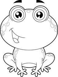 Outlined cute frog cartoon character Royalty Free Vector