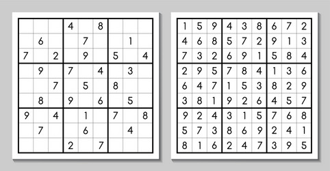 Sudoku with the answer puzzle vector