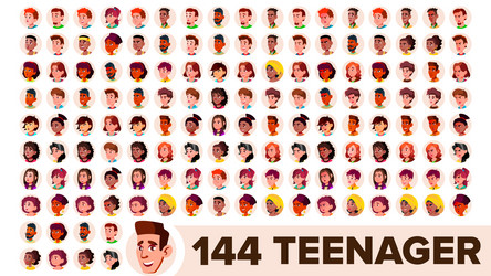 Teenager avatar set girl guy multi vector
