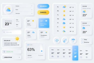 user interface elements for weather forecast vector image