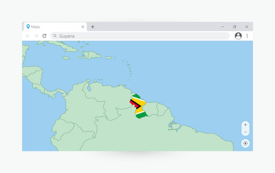 Browser window with map of guyana searching vector