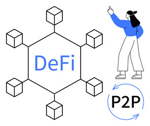 decentralized finance concept with blockchain vector image