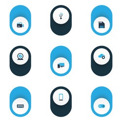 Device icons colored set with floppy disk vector