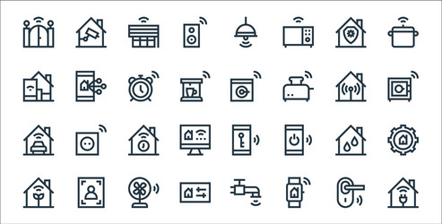 flat smarthome line icons linear set quality vector image