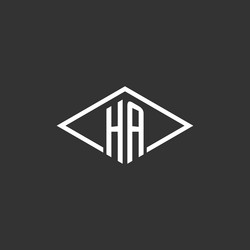 initials ha logo monogram with simple diamond vector image
