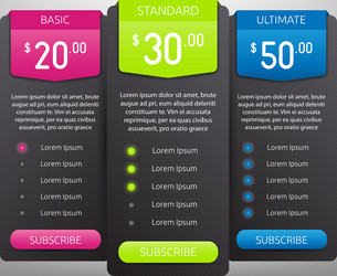 pricing tables vector