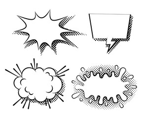 Set comic speech bubbles different shapes vector