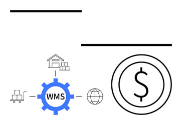 warehouse management system workflow connecting vector image