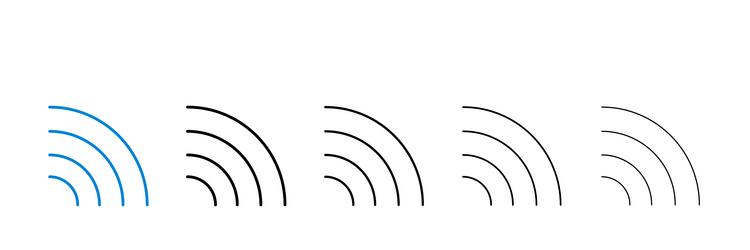 wifi icons in five different stroke sizes vector image
