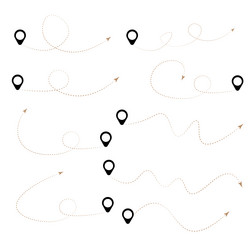dashed line with different location arrows vector image
