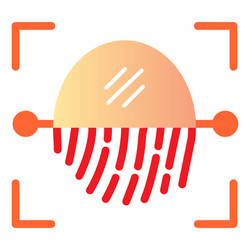 fingerprint recognition sensor flat icon focus vector image
