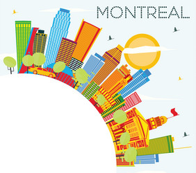 montreal skyline with color buildings blue sky vector