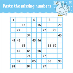 paste the missing numbers from 1 to 100 vector image