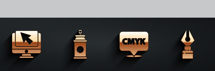 set computer monitor and cursor paint spray can vector image