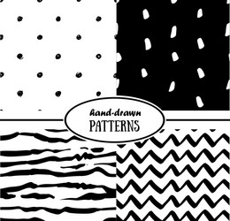 set of abstract seamless patterns in monochrome vector