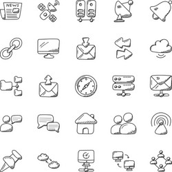 set of networking doodle vector image