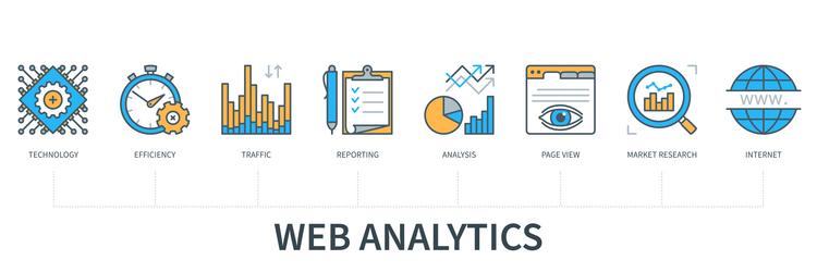 web analytics infographics in minimal flat line vector