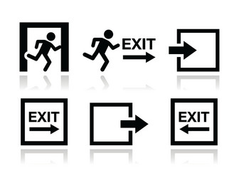 Emergency Exit Icons Set vector image