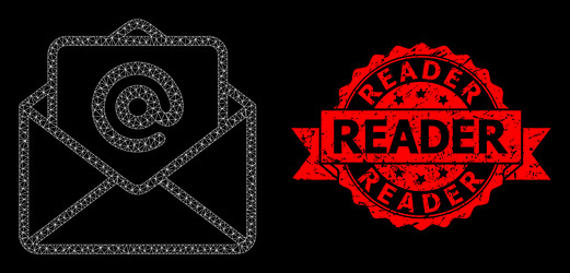 grunge reader seal and polygonal network open e vector image