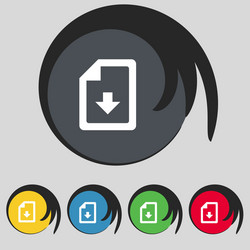 Import download file icon sign symbol on five vector