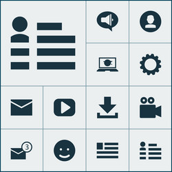 internet icons set with picture personal data vector image