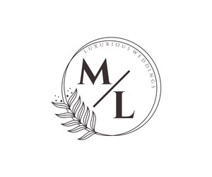 Ml initials letter wedding monogram logos Vector Image