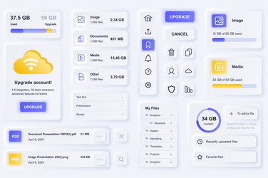 Neumorphic Cloud UI Elements vector image
