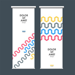 roll up banner stand with abstract wave vector image