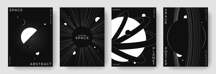set of abstract space astronomy backgrounds line vector image