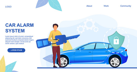 web page template for a car alarm system vector image
