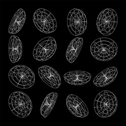 wireframe lined shapes perspective mesh 3d grid vector image