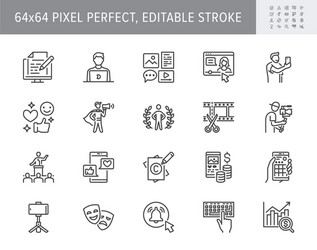 Blogger Line Icons - Content Creation vector image