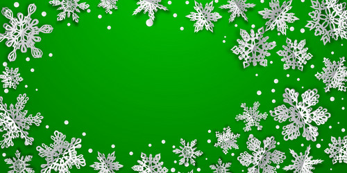 Christmas background with volume paper snowflakes vector