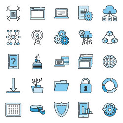 big data line and fill style icon set vector image