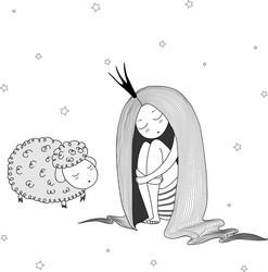 night princess sheep vector