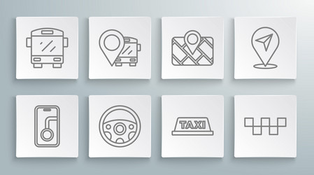 set line city map navigation location with bus vector image