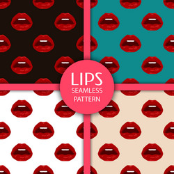 set of seamless patterns with lips vector