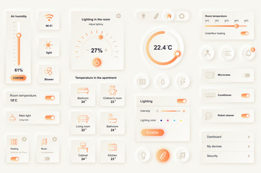 Smart Home UI Elements - Neumorphic Style vector image