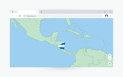browser window with map of nicaragua searching vector image